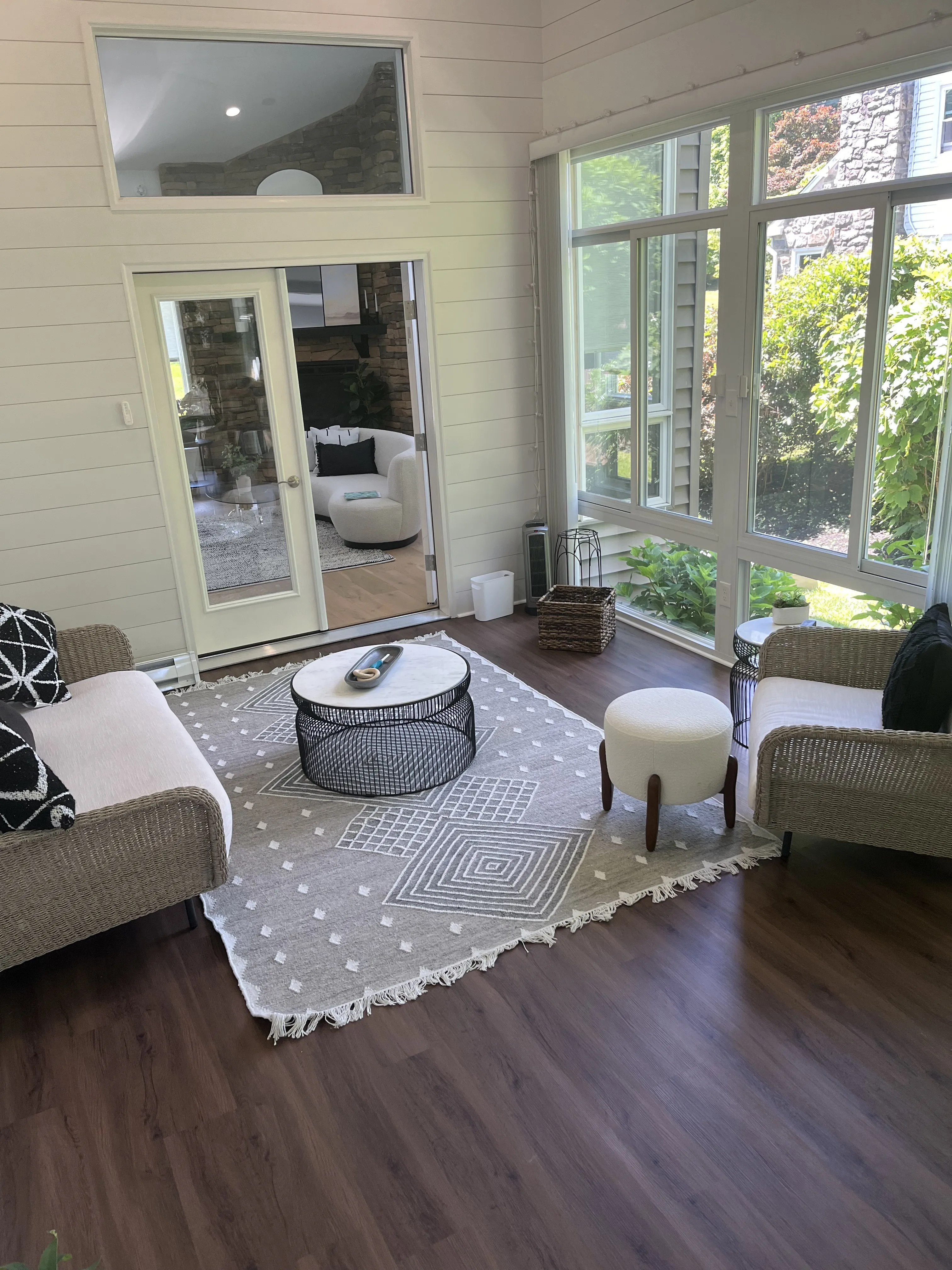 Sunroom interior with a glazed roof
