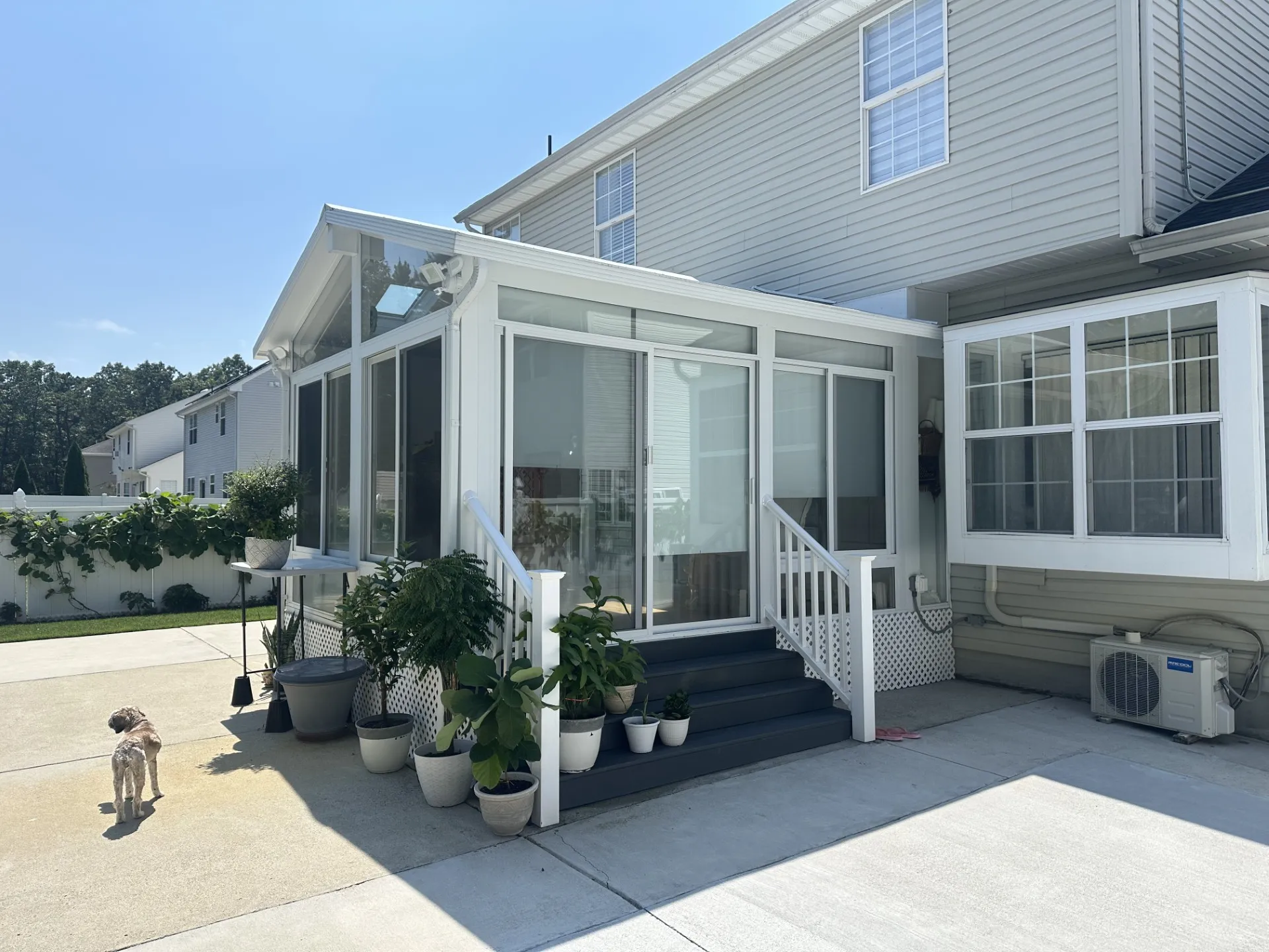 Sunroom with a mini-split unit alongside